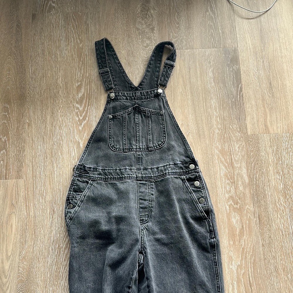 Women’s black denim overalls